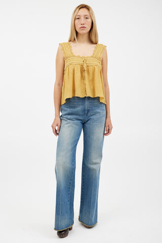 Dôen Yellow Lace Tie Top