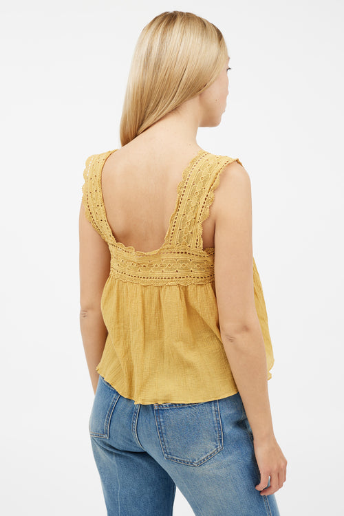 Dôen Yellow Lace Tie Top