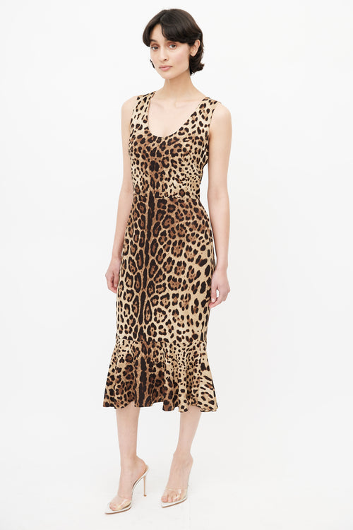 Dolce 
Gabbana Brown Print Silk Dress