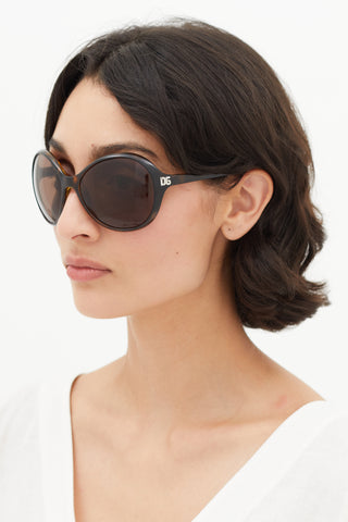 Dolce 
Gabanna Brown Oversized Round Sunglasses