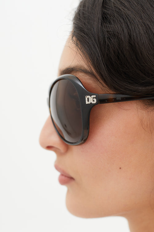 Dolce 
Gabanna Brown Oversized Round Sunglasses