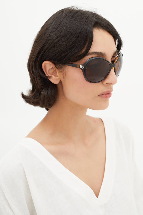 Dolce 
Gabanna Brown Oversized Round Sunglasses