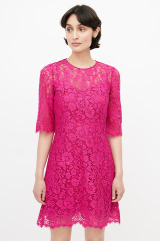 Dolce 
Gabbana Pink Lace Crochet Dress