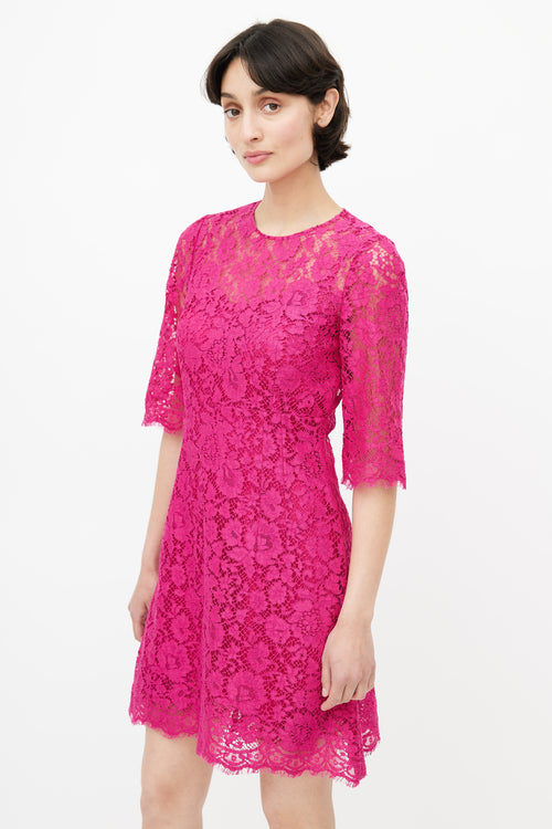 Dolce 
Gabbana Pink Lace Crochet Dress