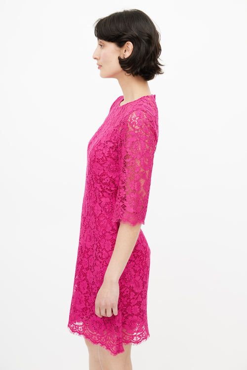 Dolce 
Gabbana Pink Lace Crochet Dress