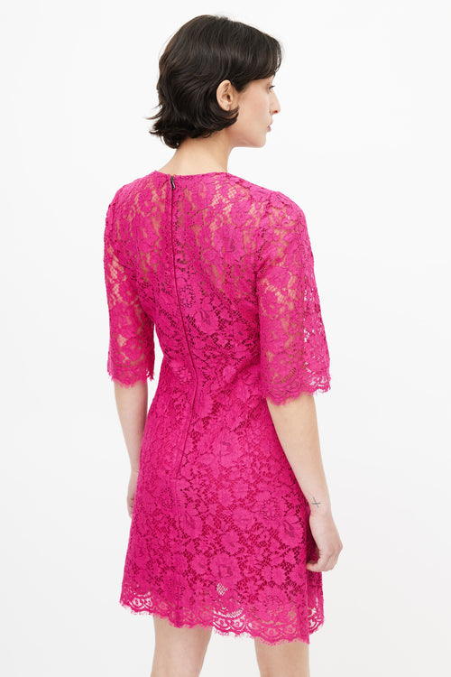 Dolce 
Gabbana Pink Lace Crochet Dress