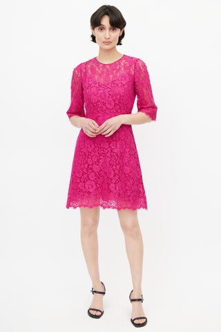 Dolce 
Gabbana Pink Lace Crochet Dress