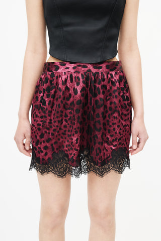 Dolce 
Gabbana Burgundy 
Black Silk Lace Skirt