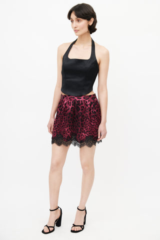 Dolce 
Gabbana Burgundy 
Black Silk Lace Skirt