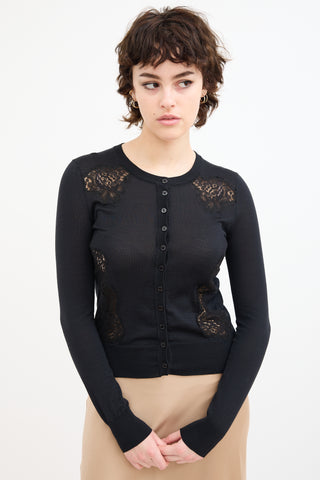 Dolce 
Gabbana Black Silk Lace Cardigan