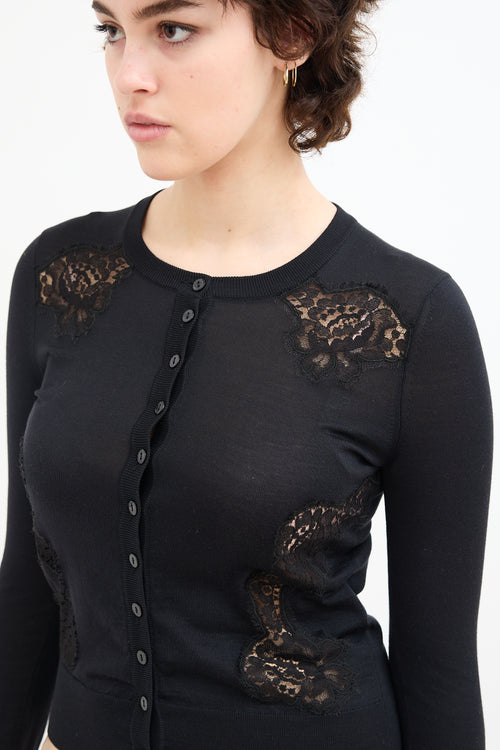 Dolce 
Gabbana Black Silk Lace Cardigan