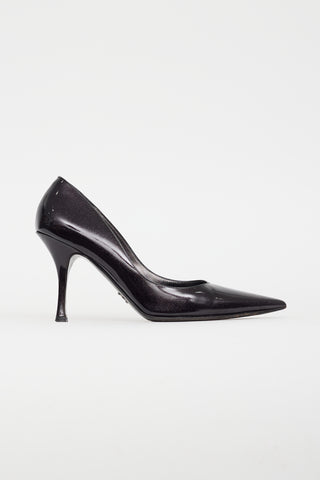 Dolce 
Gabbana Black Patent Leather Glitter Pump