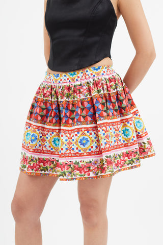 Dolce 
Gabbana Red 
Multi Majolica Skirt