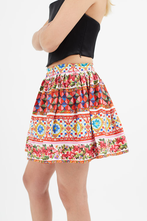 Dolce 
Gabbana Red 
Multi Majolica Skirt