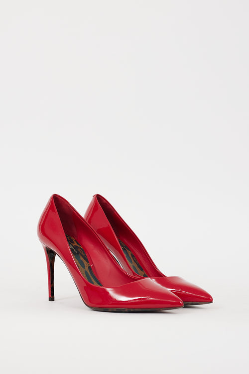 Dolce 
Gabbana Red Patent Leather Pointed Toe Heel