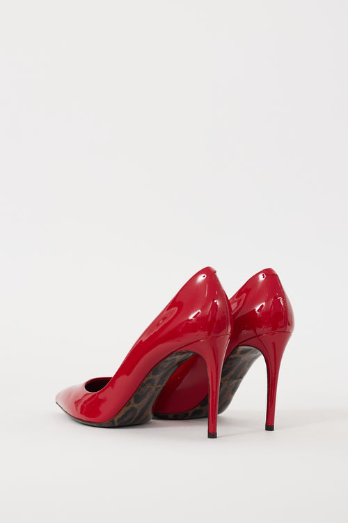 Dolce 
Gabbana Red Patent Leather Pointed Toe Heel