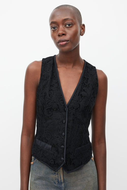 VSP Archive Black Floral Lace Vest