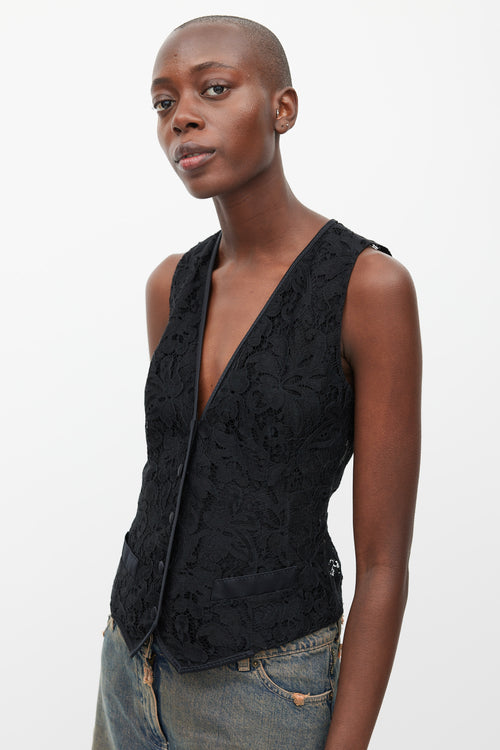 VSP Archive Black Floral Lace Vest