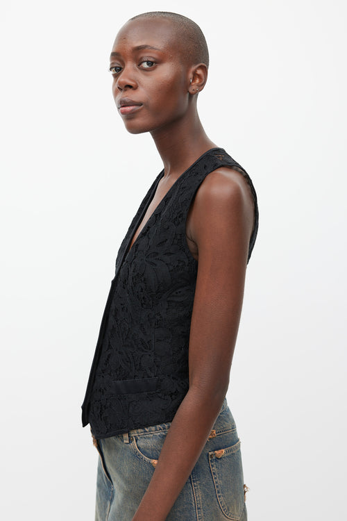 VSP Archive Black Floral Lace Vest