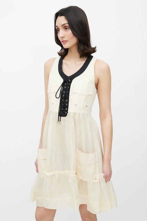 Dolce 
Gabbana Beige 
Black Lace Up Dress