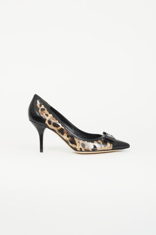 Dolce 
Gabbana Beige 
Black Patent Print Pump