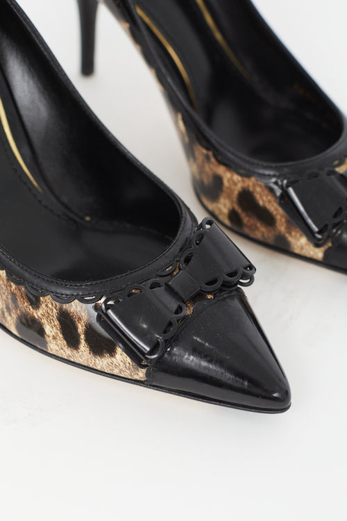 Dolce 
Gabbana Beige 
Black Patent Print Pump