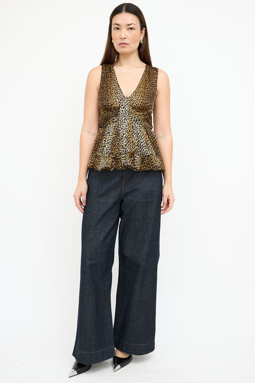 Dolce 
Gabbana Brown 
Black Silk Print  Top