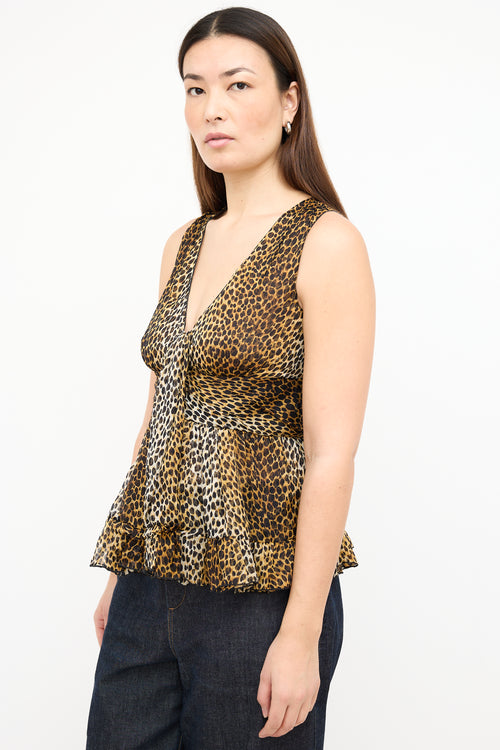 Dolce 
Gabbana Brown 
Black Silk Print  Top