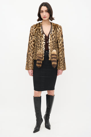 Dolce 
Gabbana Beige 
Brown Fur Tassel Jacket