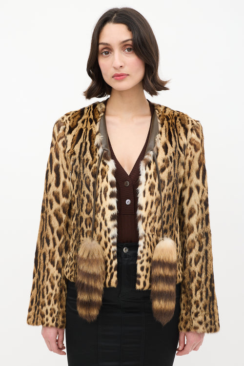 Dolce 
Gabbana Beige 
Brown Fur Tassel Jacket