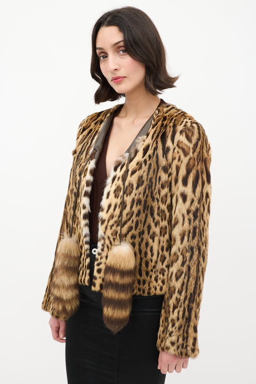 Dolce 
Gabbana Beige 
Brown Fur Tassel Jacket