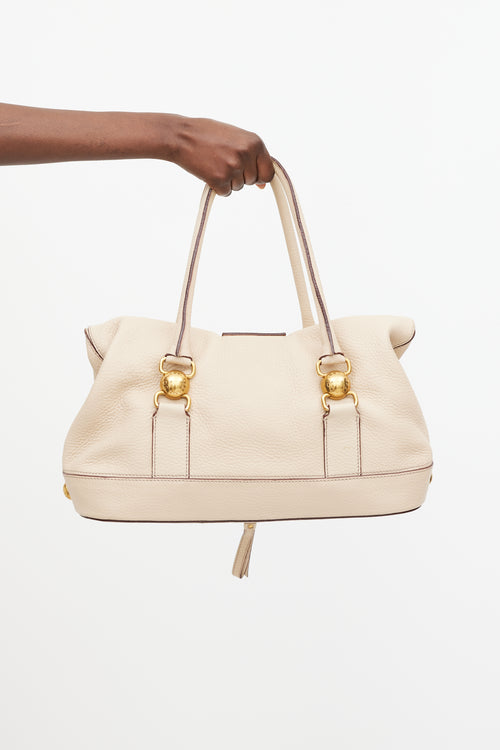 Dolce 
Gabbana Beige 
Gold Fold Over Leather Bag