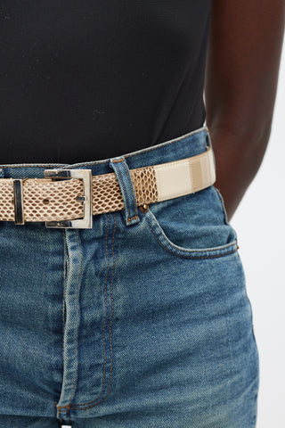 Dolce 
Gabbana Beige Leather Panelled Belt