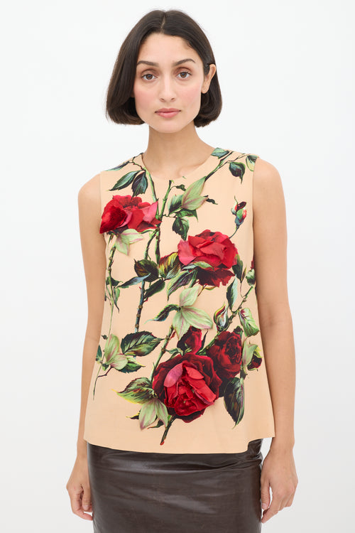 Dolce 
Gabbana Beige 
Multicolour Floral Embellished Top