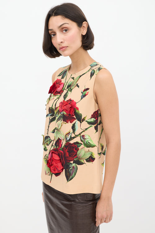 Dolce 
Gabbana Beige 
Multicolour Floral Embellished Top