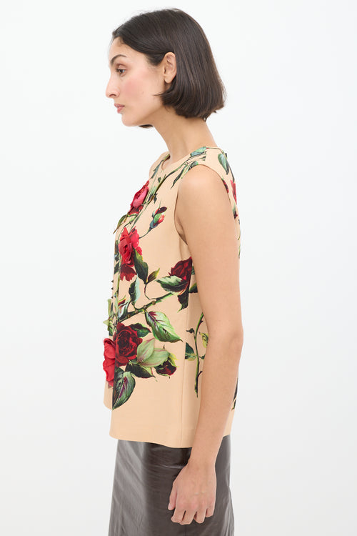 Dolce 
Gabbana Beige 
Multicolour Floral Embellished Top