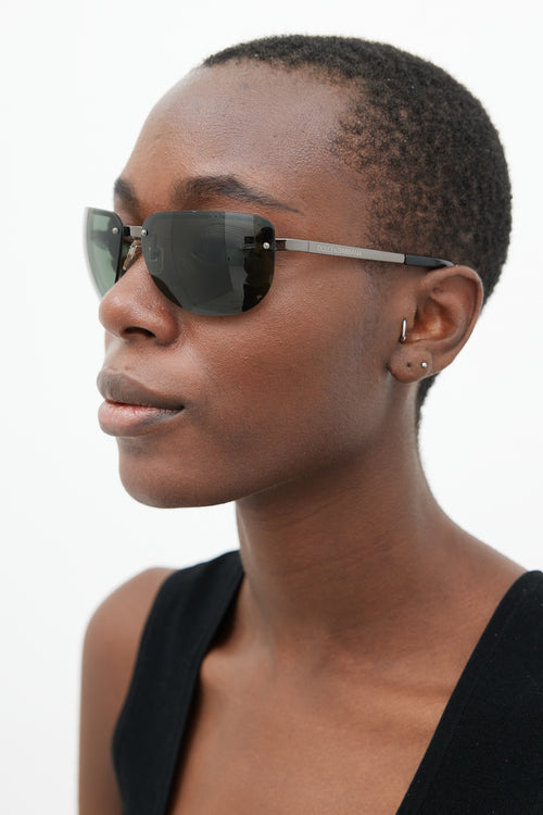 Dolce 
Gabbana Black 404S Rimless Aviator Sunglasses