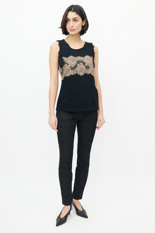 Dolce 
Gabbana Black 
Beige Lace Top