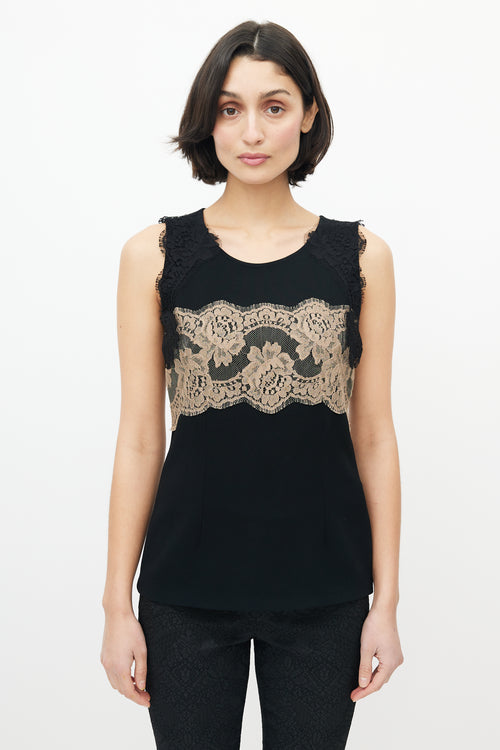 Dolce 
Gabbana Black 
Beige Lace Top