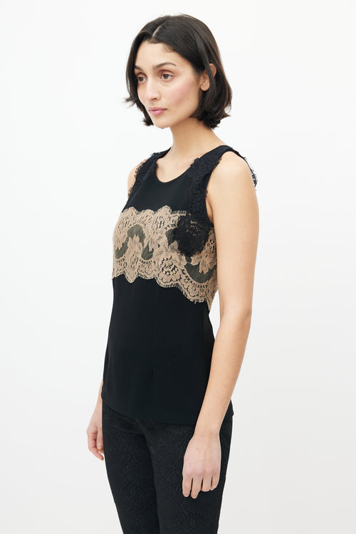 Dolce 
Gabbana Black 
Beige Lace Top