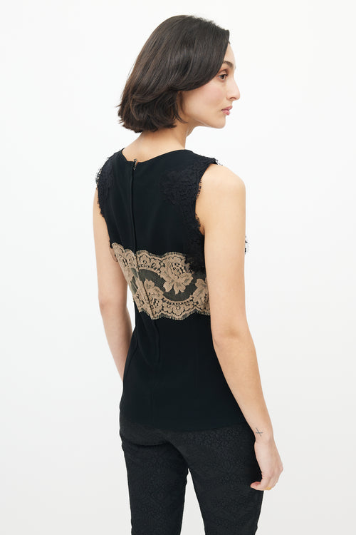 Dolce 
Gabbana Black 
Beige Lace Top