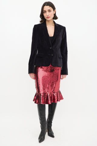 Dolce 
Gabbana Black Burnout Velvet Three Pocket Blazer