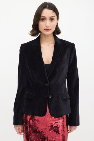 Dolce 
Gabbana Black Burnout Velvet Three Pocket Blazer