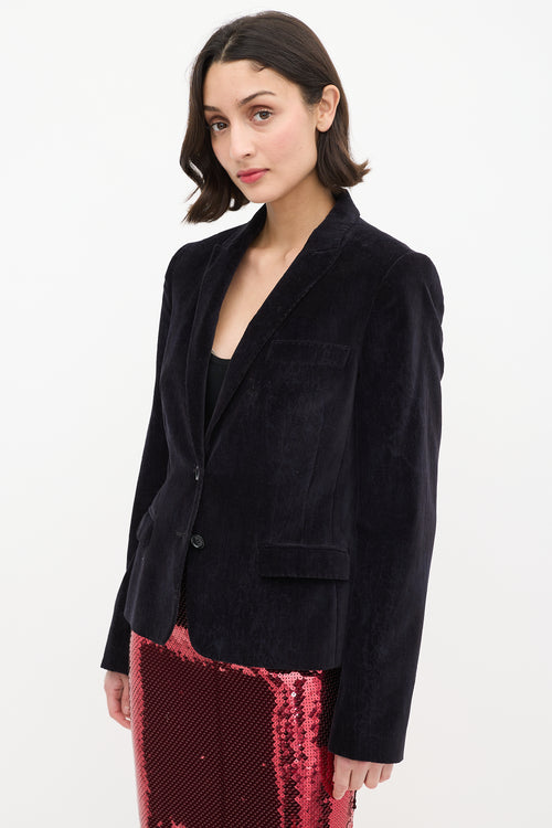 Dolce 
Gabbana Black Burnout Velvet Three Pocket Blazer