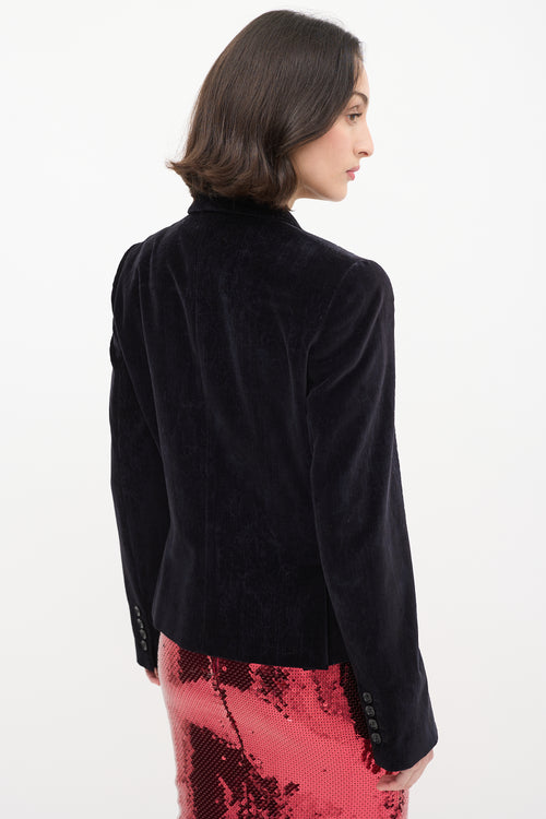 Dolce 
Gabbana Black Burnout Velvet Three Pocket Blazer