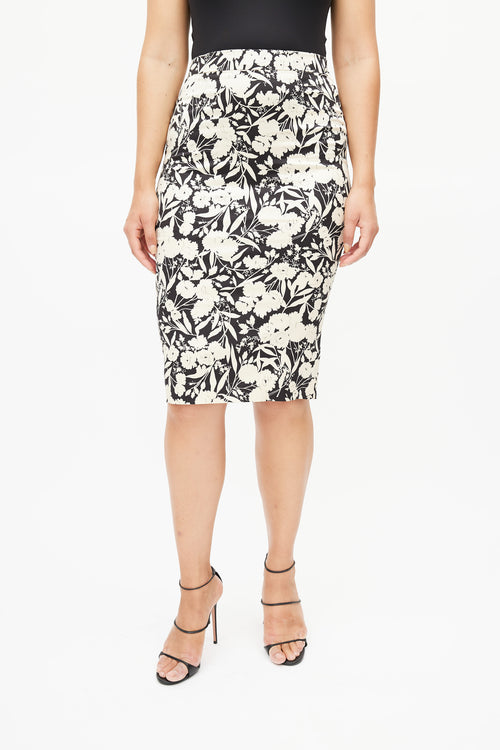 Dolce 
Gabbana Black 
Cream Floral Skirt