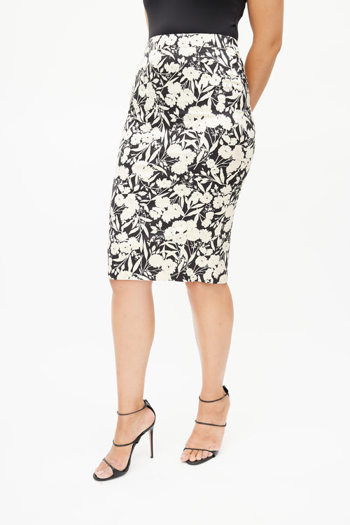 Dolce 
Gabbana Black 
Cream Floral Skirt