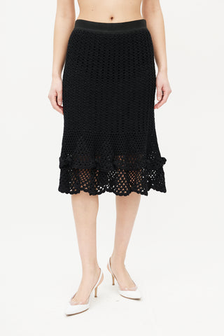 Dolce 
Gabbana Black Crochet 
Silk Slip Skirt