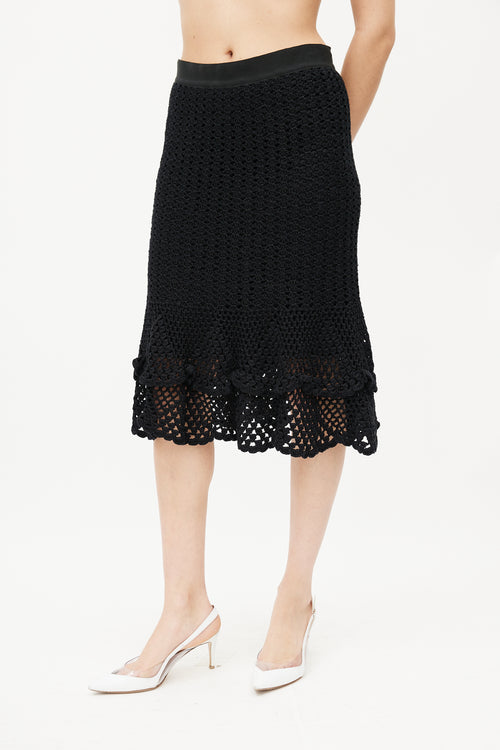 Dolce 
Gabbana Black Crochet 
Silk Slip Skirt