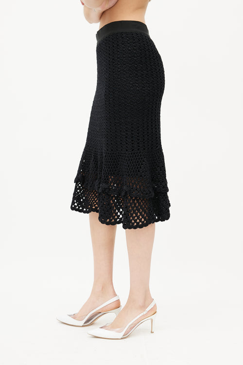 Dolce 
Gabbana Black Crochet 
Silk Slip Skirt